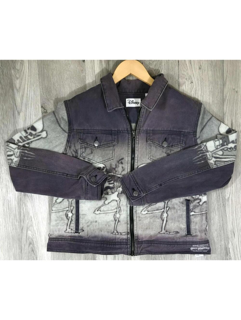 Disney Silly Symphony Skeleton Dance Denim Jacket XL #6